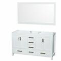 Wyndham Collection Sheffield 60 In. Double Bathroom Vanity In White, No Countertop, No Sinks, And 58 In. Mirror WCS141460DWHCXSXXM58